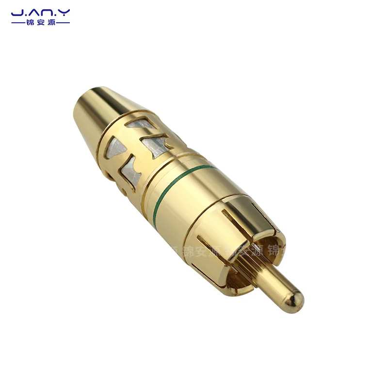 Cabeza de loto RCA soldada de alta calidad, Conector de señal coaxial de audio y vídeo macho, autoapretado, chapado en cobre, flor de ciruelo AV