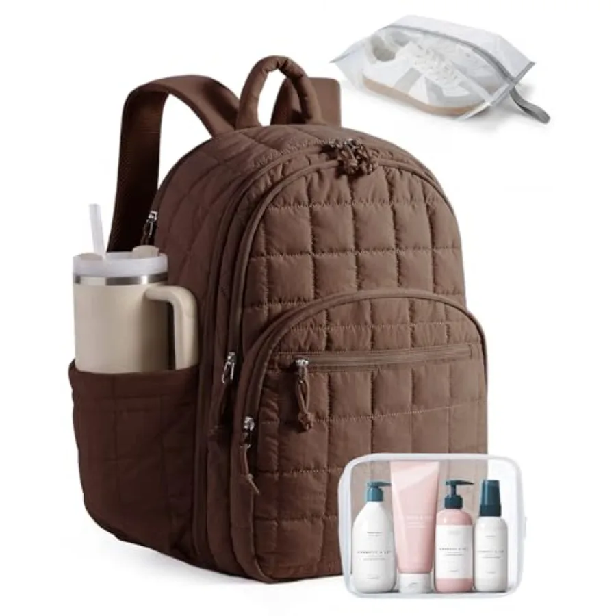 

College Laptop Backpack Travel Backpack for Women Quilted Airline Approved Carry On Backpack Fits 17.3 Inch Laptop Personal Ite