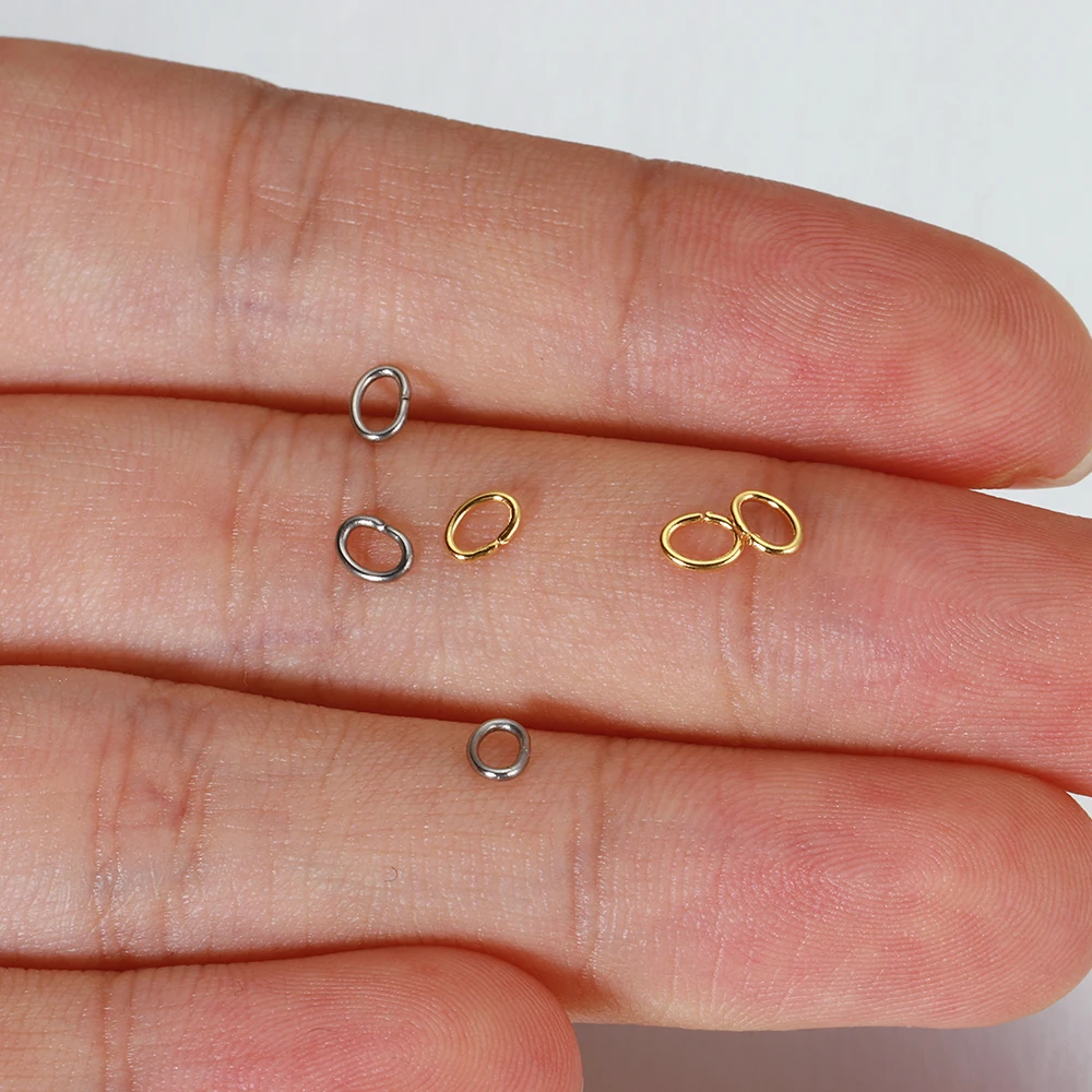 100Pcs 18K Gold Plated Stainless Steel Strong Oval Open Jump Rings Split Ring Connector for DIY Bracelet Necklace Jewelry Making image 2