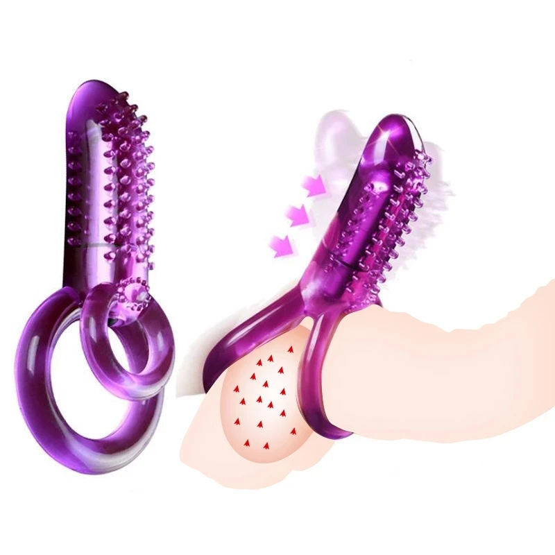 Penis Ring Vibrator Male Time Delay Dual Ring Cock Sex Toys For Men Prolonging Climax Women Clitoral Stimulator Adult Products