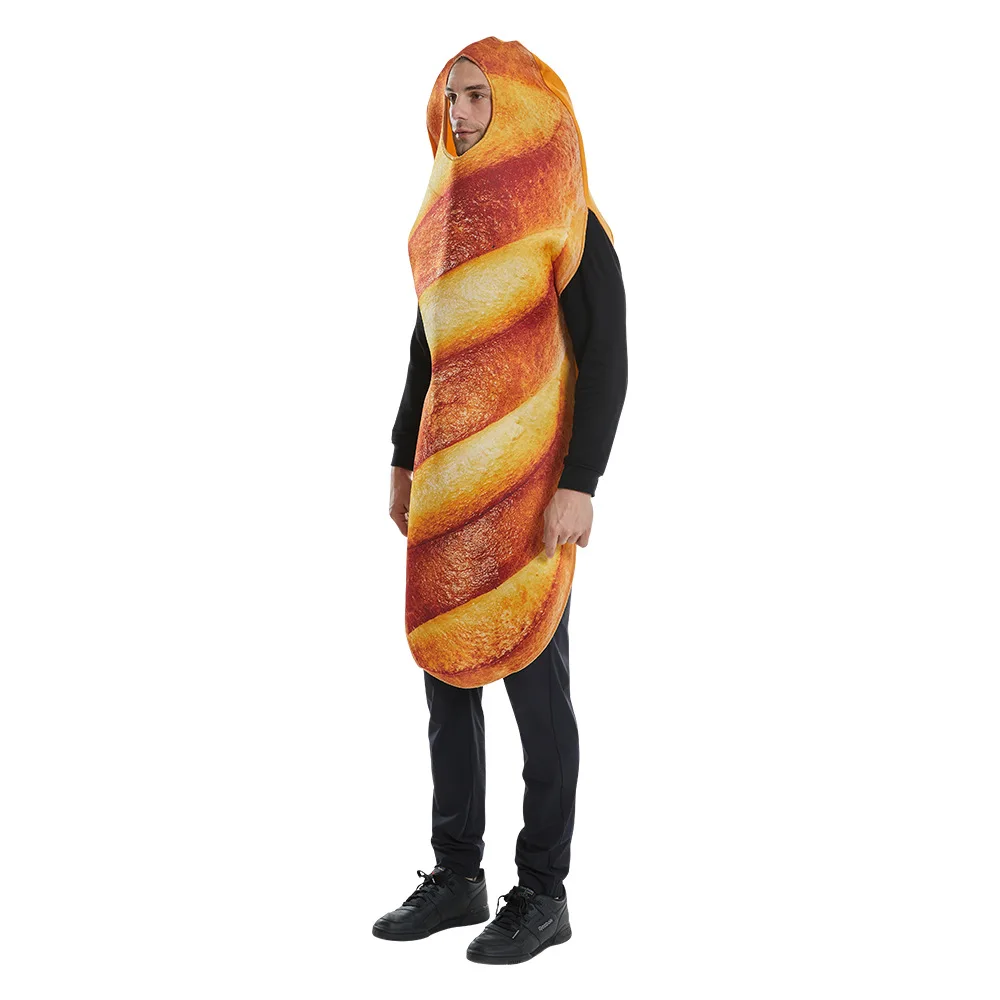 Halloween Party Costume Bread Hot Dog Cosplay Food Role-playing Outfit for Adult Women Men Dress Up Sponge Jumpsuit