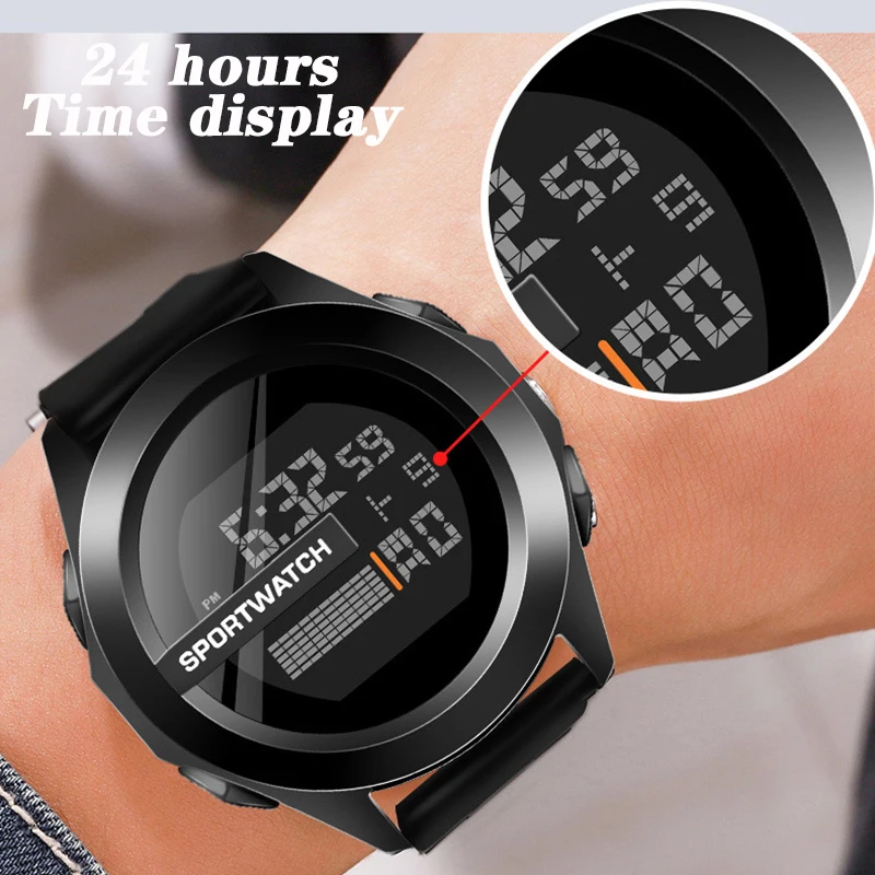 Men\'s Sports Watches LED Digital Watch for Man Alarm Clock Multifunction Waterproof Fitness Timekeeping Smart Electronic Watch