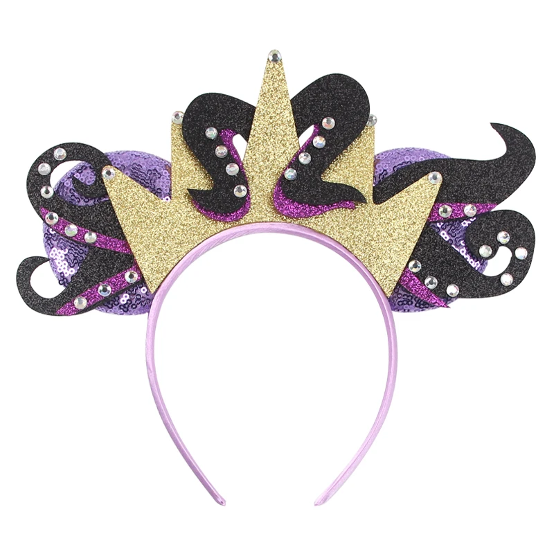 Diademas de Maléfica de Disney para mujer, diademas con orejas y alas de plumas negras, cuernos de Cosplay para niñas, accesorios para el cabello con lazo de hada para niños