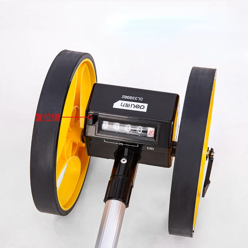 Deli Retractable Handle Two-wheeled Distance Measuring Wheel Multi-purpose Building Measuring Tools 0-9999m Long Distance Meter