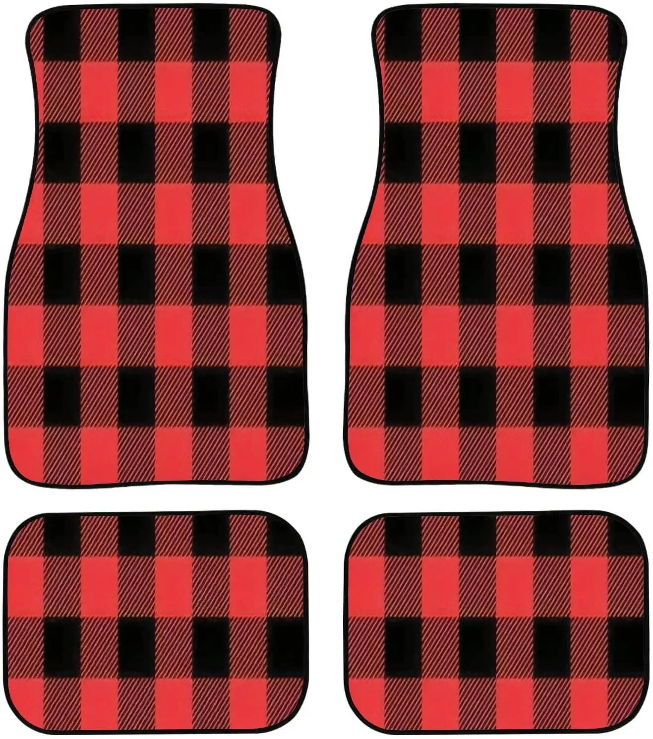 Car Floor Mats Red and Black Tartan Plaid Seamless Abstract Checkered for Christmas Carpet Floor Mats for Cars, Auto Interior De