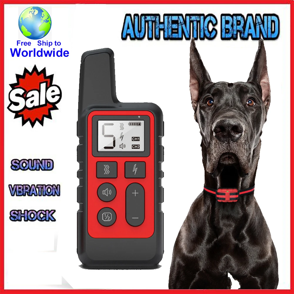 

500m Electric Dog Training Collar Pet Remote Control Waterproof Rechargeable with LCD Display for All Size Shock Vibration Sound
