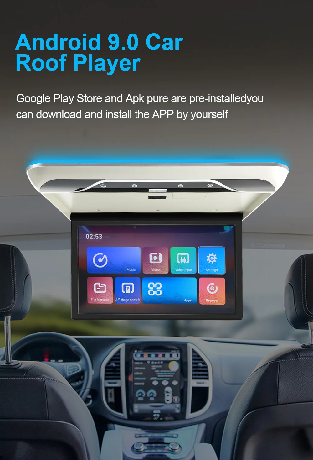 22 بوصة IPS 1080P شاشة أندرويد سقف جبل مشغل مراقبة السقف للمنزل المتنقل RV