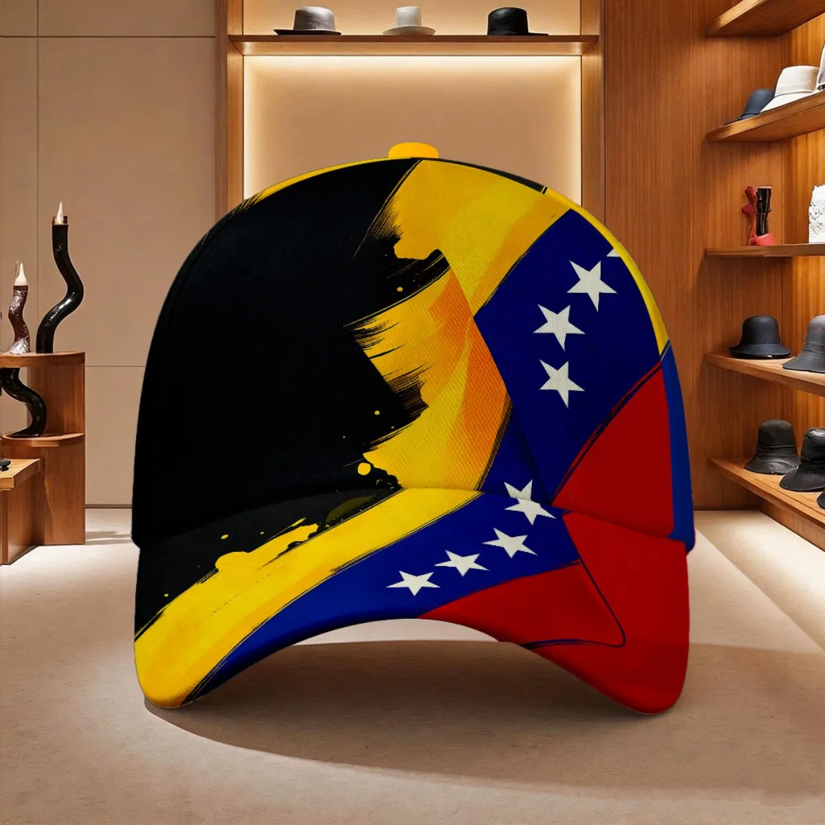 Venezuela Flag Artistic Trendy Patriotic Style Slight Stretch Leisure Comfort. Print All-Over Print Duckbill Hat Stylish