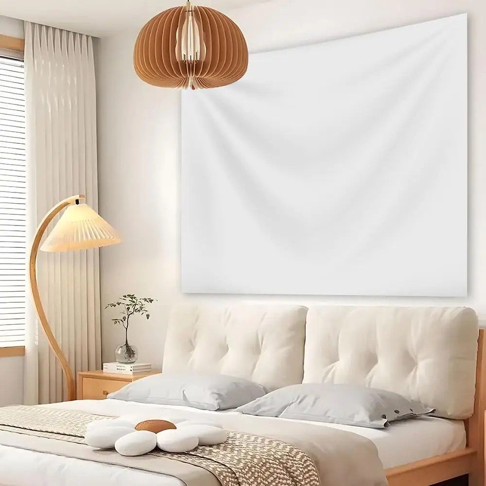 White Pure Solid Color Tapestry Custom Home Living Room Bedroom Wall Decor Wallpaper Backdrop Cloth With Clips