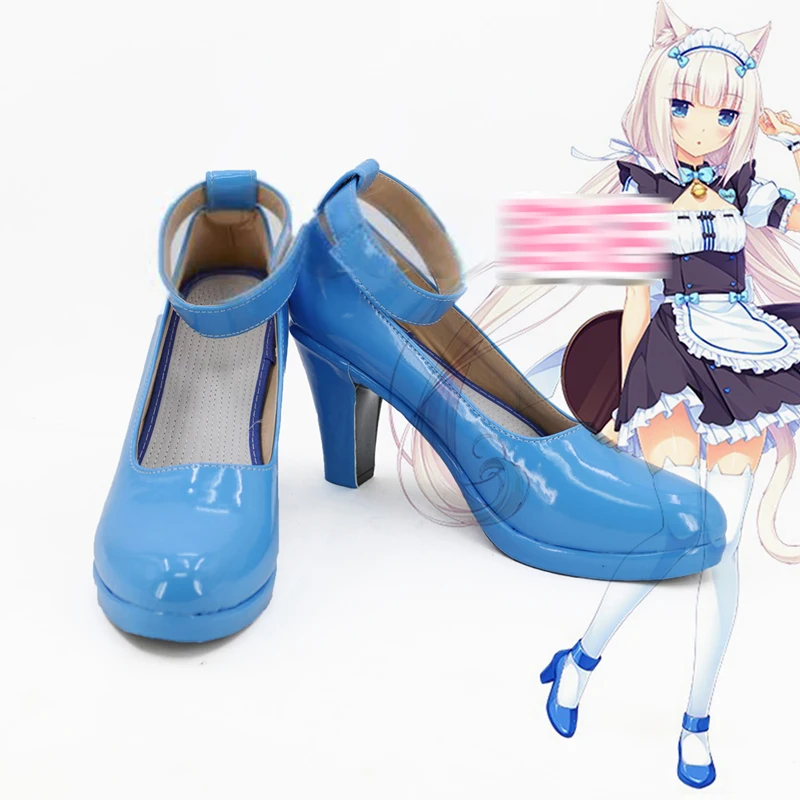 

Одежда в стиле аниме NEKOPARA, постеры, ваниль, обувь для косплея, синие туфли на высоком каблуке для горничной, индивидуальный заказ A