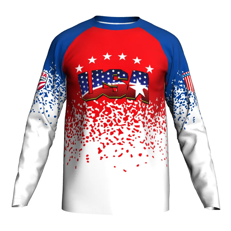 

USA Styles Long Sleeve Motocross Shirt Downhill Road Sport Jersey Bicycle Cycling Top Wear Malliot Camping Fishing Shirt Clothes