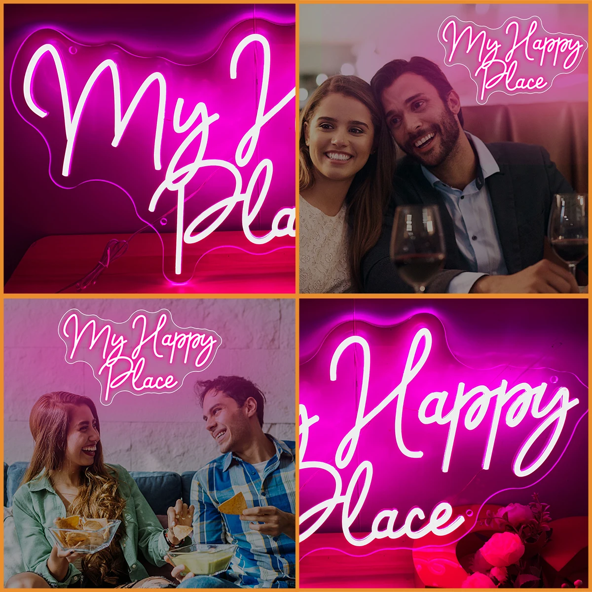 My happy place neon signs apply to parties, birthday parties, bars and nightclubs to create a happy atmosphere