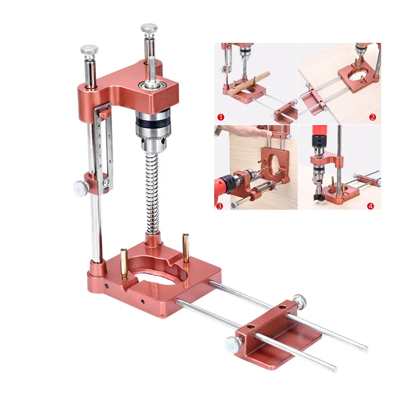 

Aluminum Alloy Woodworking Drill Locator With Scale Precise Positioner Drill Guide Dowel Jig Puncher Woodworking DIY Home Tool