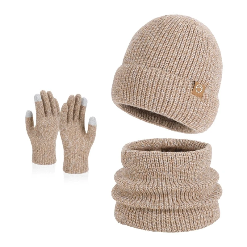 3 قطعة دعوى الشتاء قبعة وشاح قفازات مجموعة للجنسين قبعة قبعة محبوكة وشاح سدادات حماية الأذن الصوف قبعة تدفئة