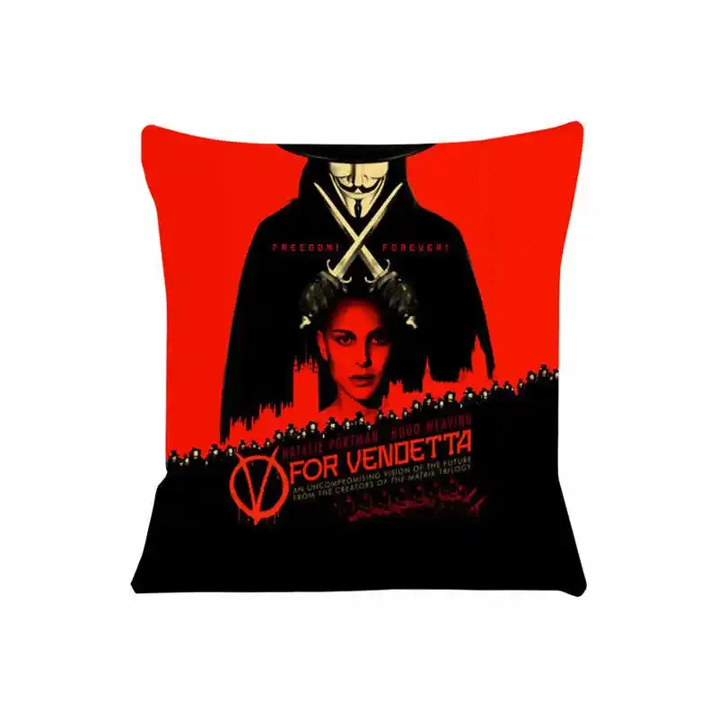 غطاء وسادة للأريكة ، غطاء وسادة لمقعد السيارة ، وسادة مزخرفة ، v ، vendetta ، 45x45 ، للمنزل ،
