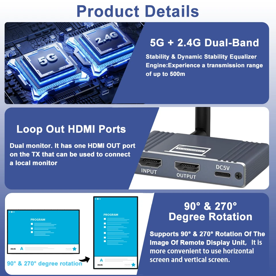 5.8G 1080P 500M اللاسلكية HDMI فيديو جهاز ريسيفر استقبال وإرسال الصوت موسع عرض محول دونغل ل صندوق التلفزيون رصد العارض PC