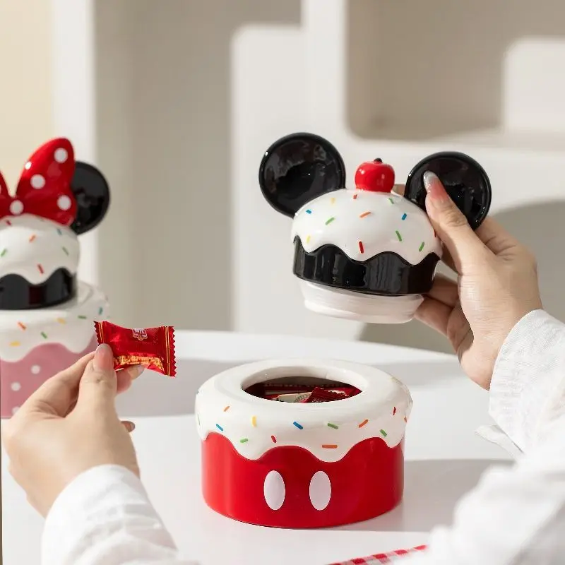 

Anime Disney Mickey Minnie Figure Delicate Ceramic Personality Creative Candy Storage Jar Desktop Model Ornaments Decor Gift Toy