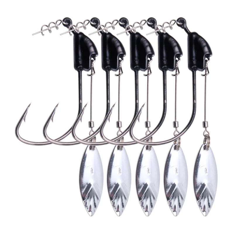 

10Pcs Weighted Fishing Hooks with Twist Locks 8.5G Jig Head Hook Spinning Blade Wide Crank Fishhooks Spinner Fishhook