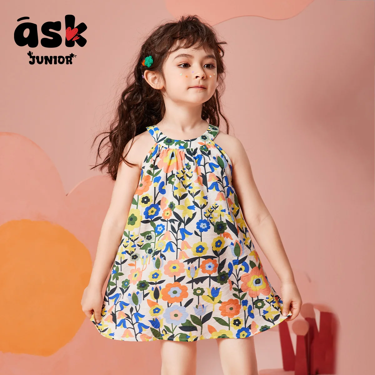 اسأل الفتيات الصغار الصيف الأطفال زهرة كبيرة طباعة كاملة اللباس حزام اللباس الشاطئ الرياح #1