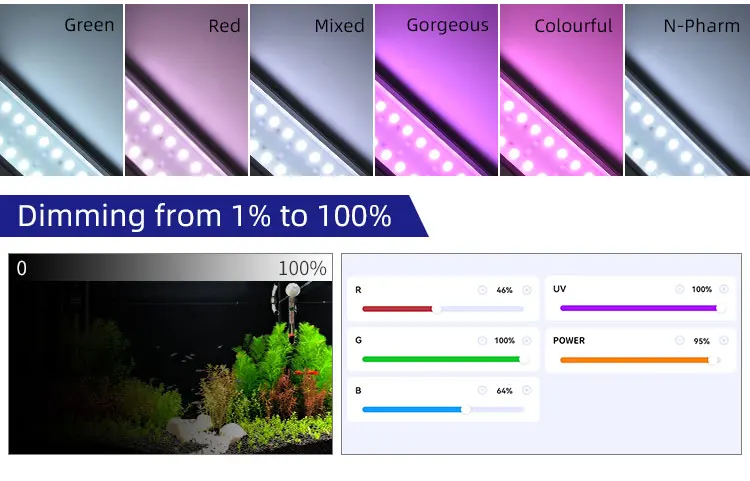 WEEK AQUA M Series Water Grass Lamp Straddle Headlight Panel Button Version APP Timing Dimming RGB-UV LED LAMP