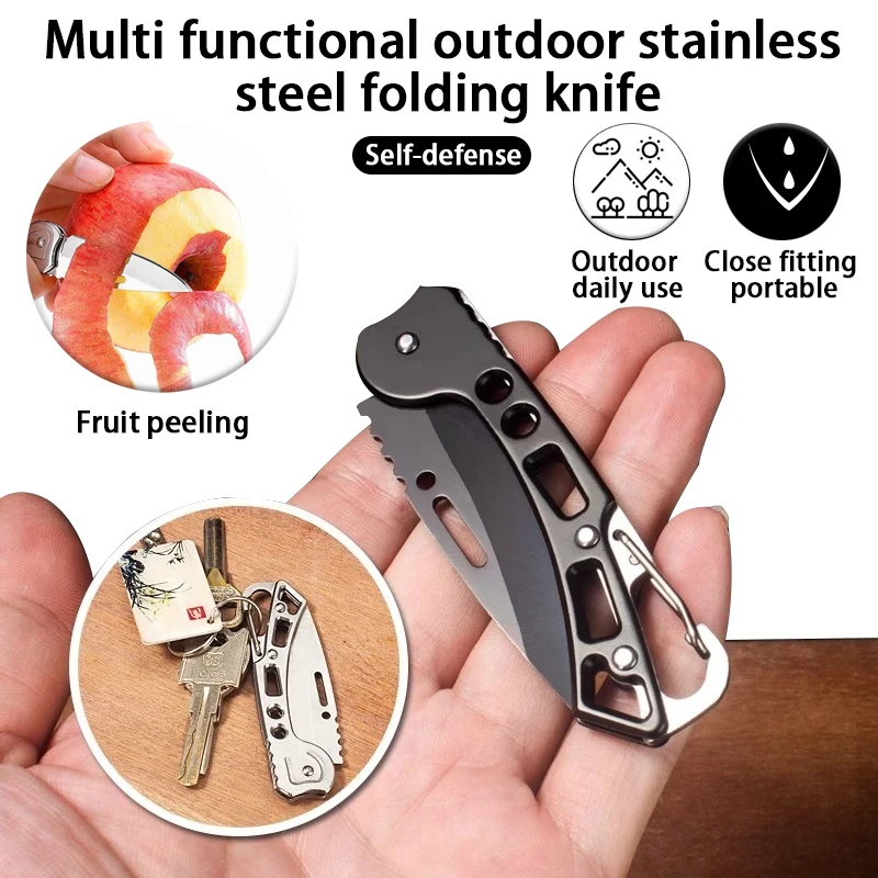 

Multi functional stainless steel folding knife keychain outdoor camping mini exquisite knife portable fruit knife peeling knife
