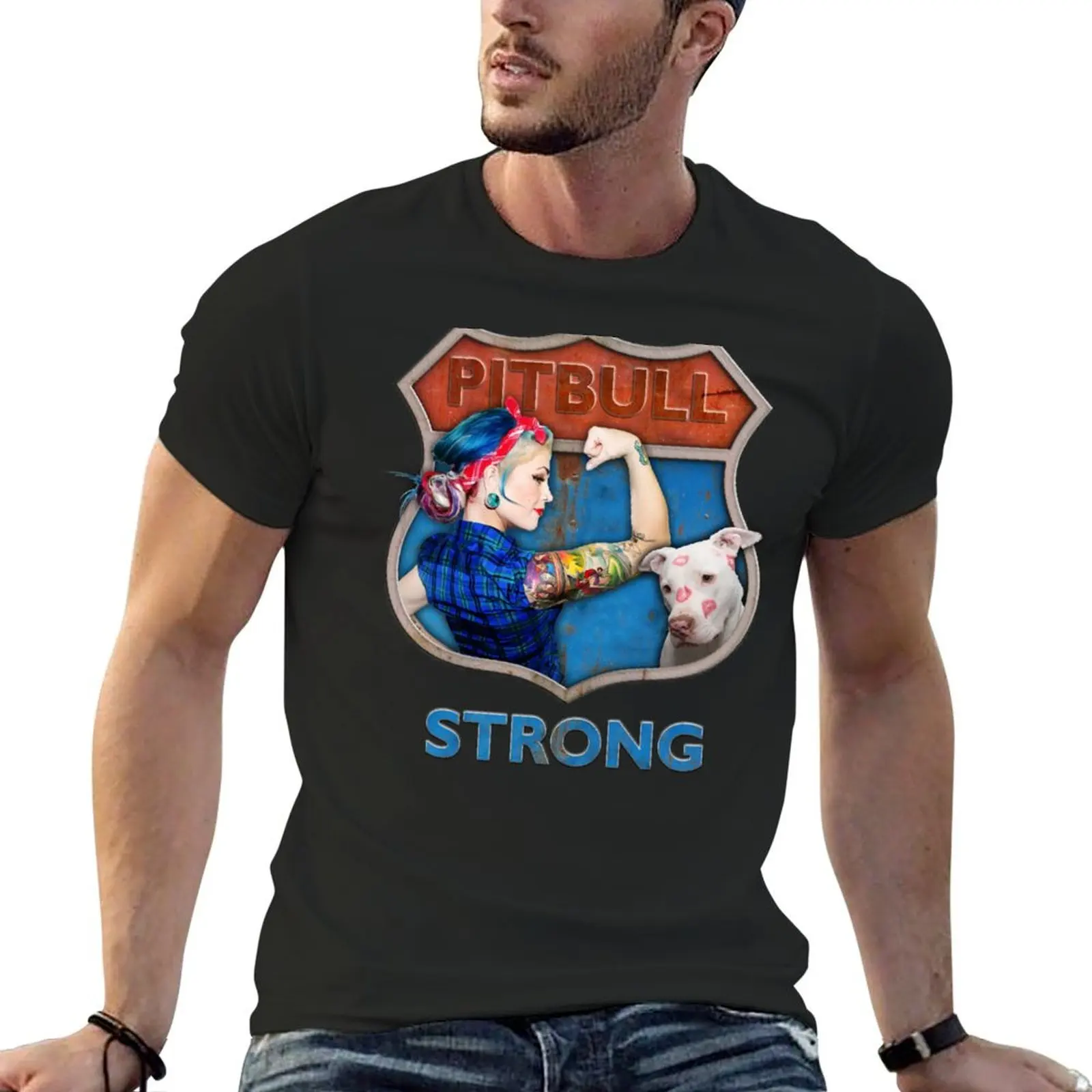 

Pit Bull Strong T-Shirt street wear summer tops custom shirt cheap stuff mens graphic t-shirts big and tall