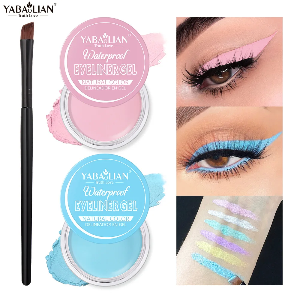 6 Color Eyeliner Gel Creamy Smudge Proof Waterproof Vibrant Colors Easy to Apply Professional Eye Makeup