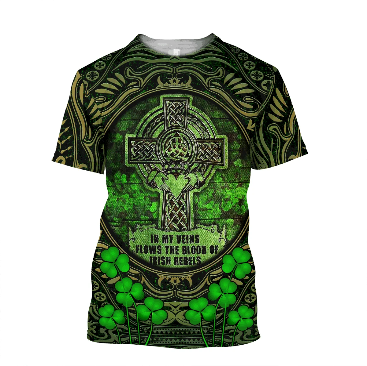 2023 Summer New Printed Irish Celtic Men\'s and Women\'s T-shirt, Custom Name Short Sleeve Unisex Shirt, Harajuku Large Casual Sty