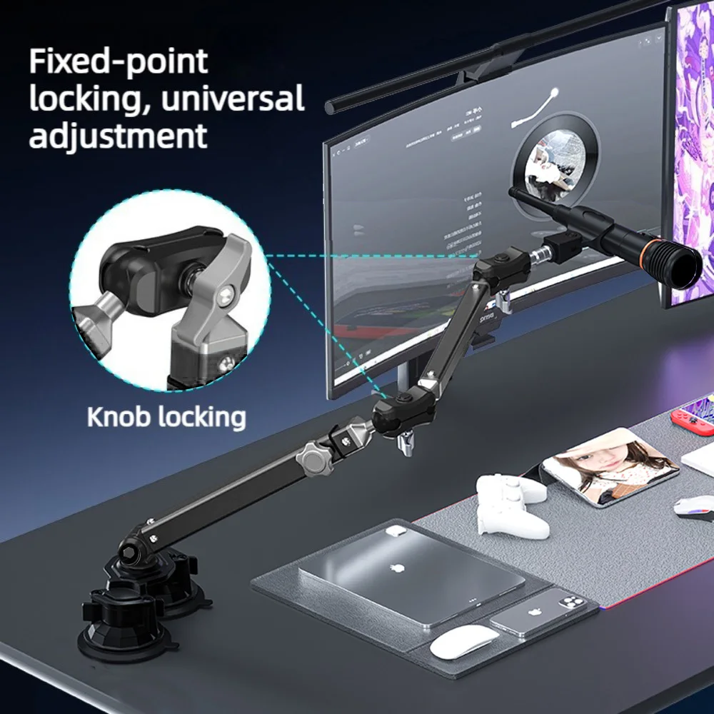 Lanparte Microphone Boom Arm,Mic Stand Desk Double suction cup base with 3/8 & 5/8 Thread,Mic Arm for Hyper X Fifine K669B