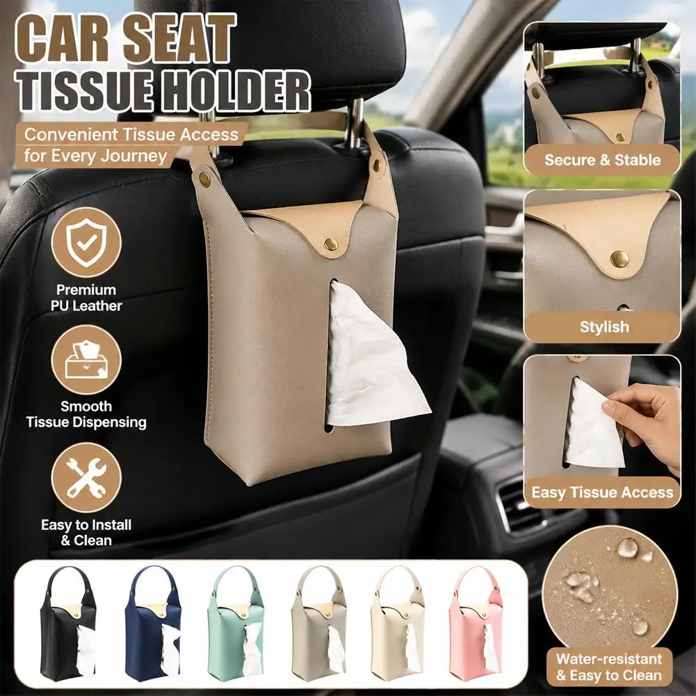 With Zipper Leather Pu Hanging For Car Hanging Tissue Cover Bag Toilet Tissue Storage Bag Car Tissue Box Paper Holder