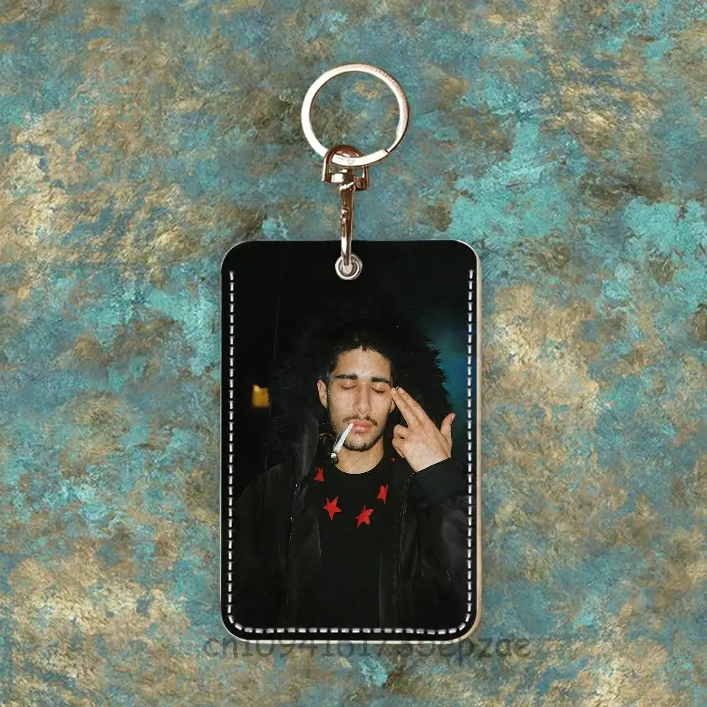 F-Fakemink Londons Saviour Rectangle Card Case Keychain Access Card Bag Key Tag Ring Leather Card Holder Key Ring Access