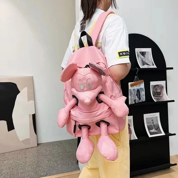 2024 Cute Girl Doll Design Mickey Backpack Junior High School Student College Student Backpack Crossbudents High Beauty Backpack