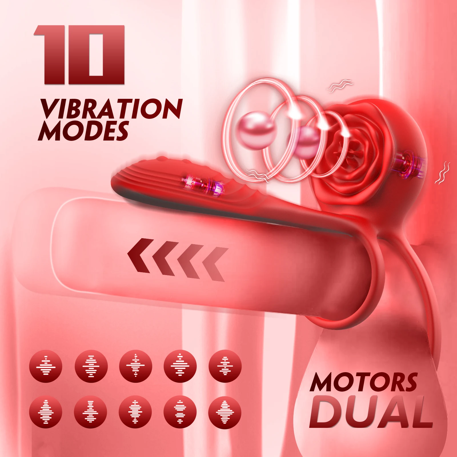 HESEKS Rose Vibrating Cock Ring Vibration Penis Ring Penis Vibrators G-spot Clitoral Stimulator Adult Couples Sex Toy for Men 18