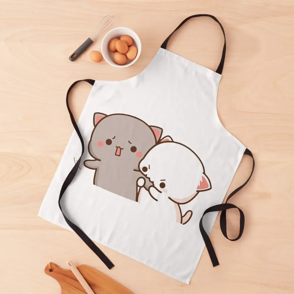 cute mochi peach cat Apron Chef Uniform Kitchens Accessories women's kitchens Kitchen For Man Apron