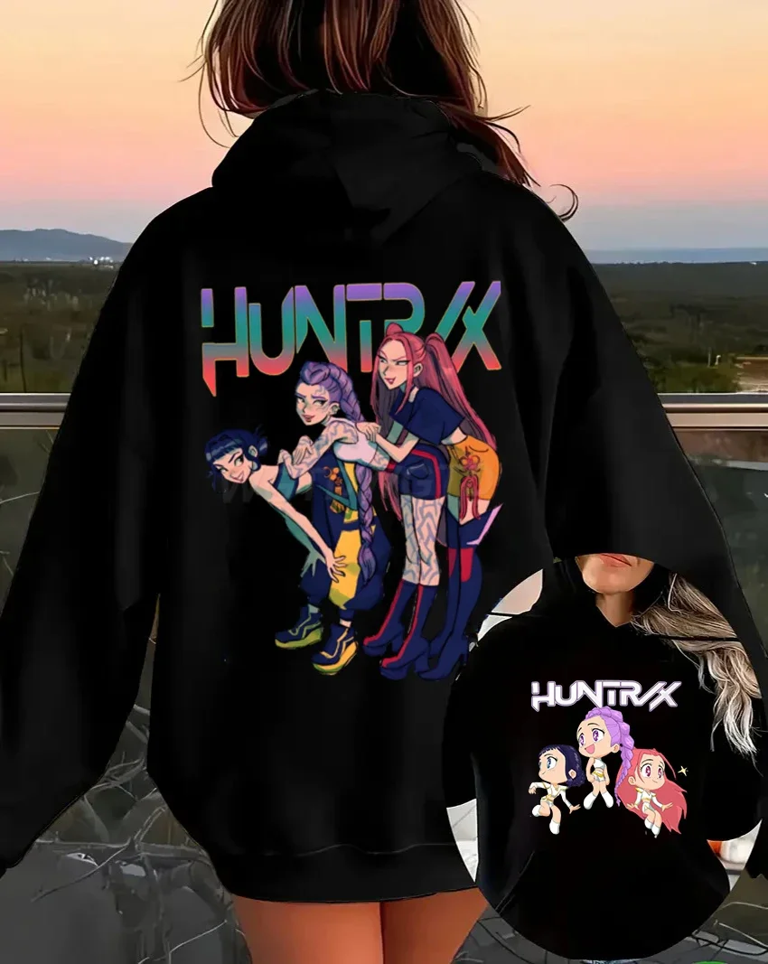 KPop デーモンハンターズパーカー原宿プルオーバートップス女性スウェット 2025 新しい映画プリント長袖ファッション女性ストリートウェア