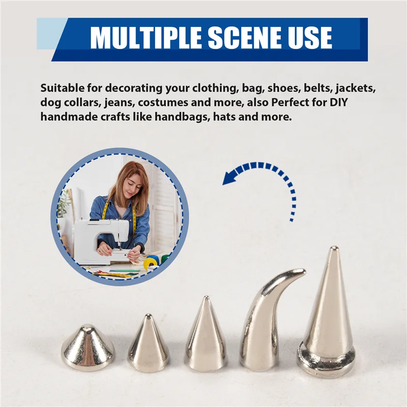 

150 комплектов серебряных шипов и шпилек смешанной формы, конусные шипы из крокодиловой кожи, комплект кожаных заклепок для одежды, обуви, ремней DIY-AT30
