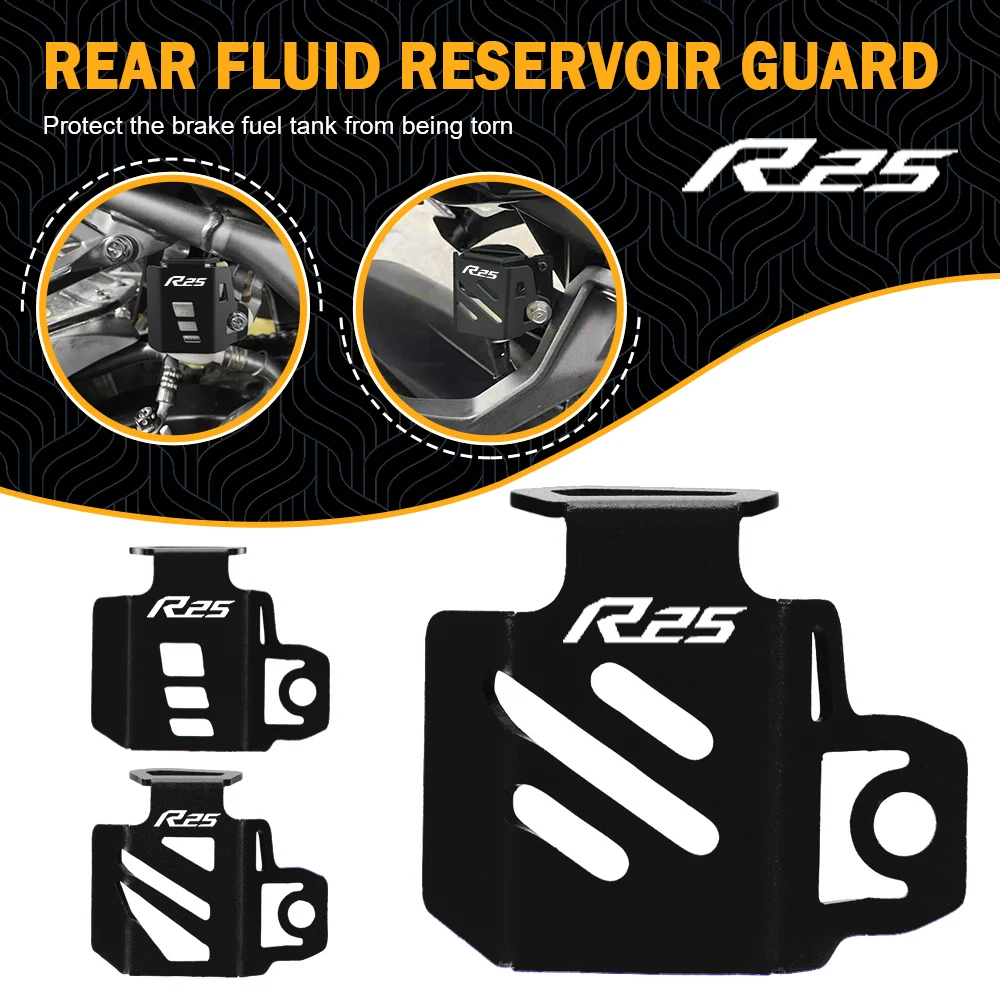 

Rear Brake Fluid Reservoir Guard YZFR25 YZF-R25 2022 2023 For YAMAHA YZF R25 2014-2024 Motorcycle Brake Cylinder Protector Cover