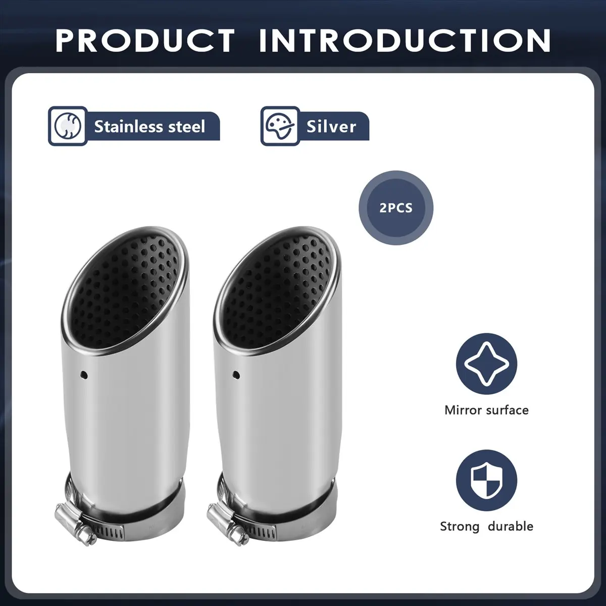 #57D Stainless Steel Exhaust Muffler for C180,2Pcs for Mercedes Benz C180 Car Muffler Tip Stainless Steel Pipe (silver)