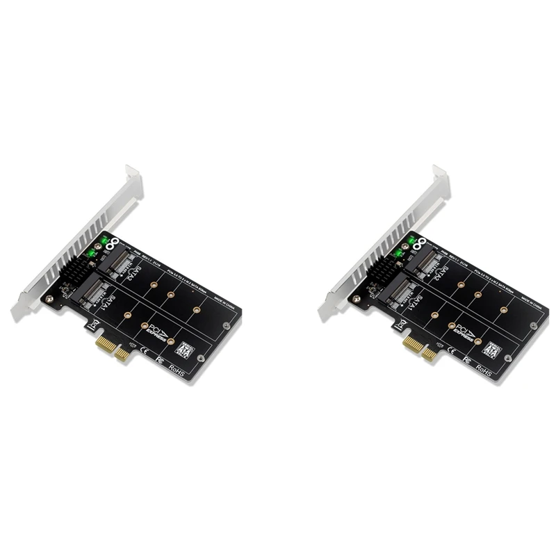 

2X PH58 M2 SATA To PCIE Adapter Card Double Disc Display Card RAID Splitter Expansion Card Pcie X1 To NGFF M2 SATA SSD