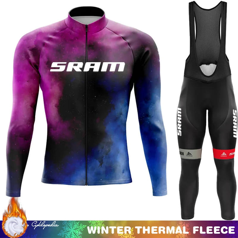 

SRAM Cycling Thermal Jersey Clothes Man 2025 Winter Fleece Bicycles Long Sleeve Men Men's Suit Biking Bib Bike Clothing Mens Set