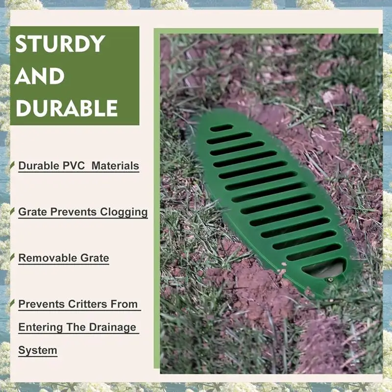 X17A 2025 NEW-4Inch Angled Drainage Grate Yard Drain, Yard Drain Emitter Drainage Pipe For Sump Pump Discharge & Downspout Exten