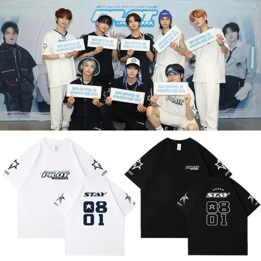 2025 Trend Kpop Stray T Shirt SKZ Men and Women Cotton T-shirt Straykids Seungmin FELIX HYUNJIN JEONGIN MINHO Short Sleeve Shirt image 3