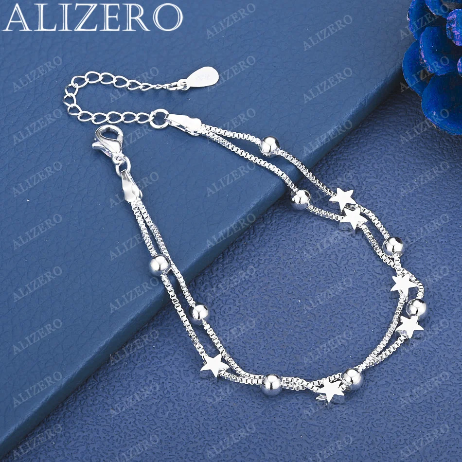 

ALIZERO 925 Sterling Silver Bracelet Beads Stars Bracelets Fashion Party Fine Jewelry Holiday Gifts