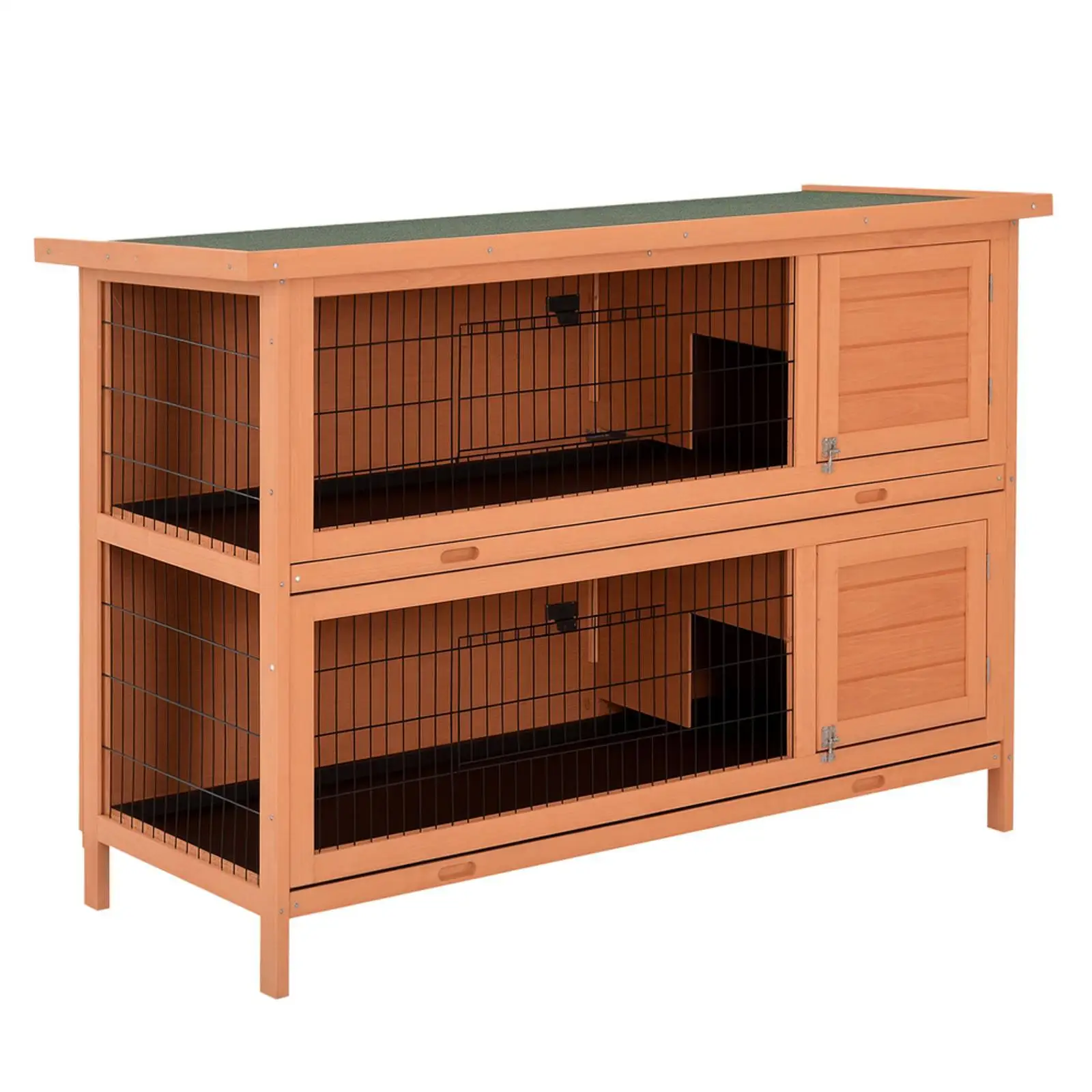 

Double Level Wooden Hutch Cage Bunny Shelter Small Animal Habitat with Easy Clean Tray for Outdoor Indoor Use