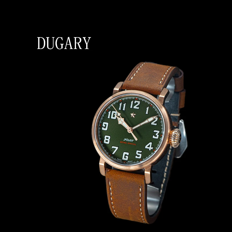 DUGARY Aviation Pilot zen Automatic mechanical watches sapphire Glass luminous waterproof 44mm Seagull movement Wristwatch