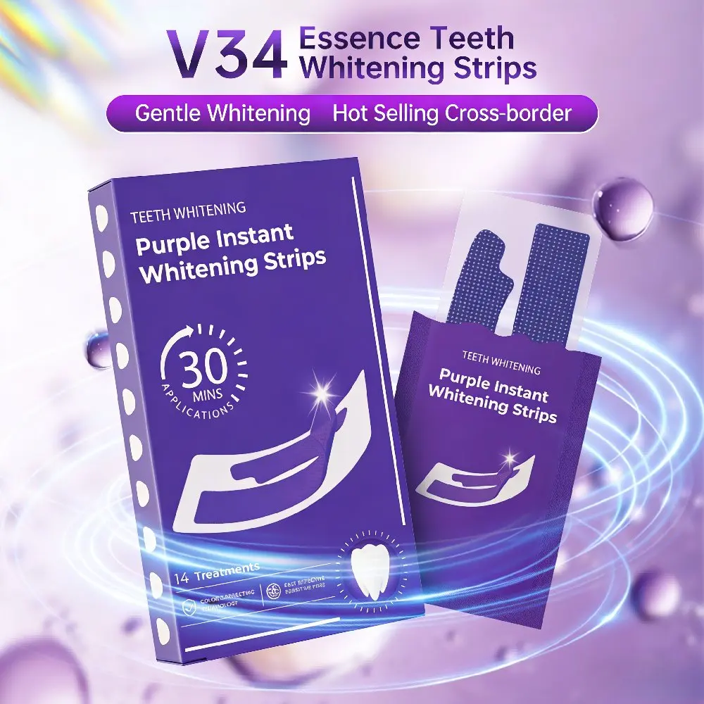 Purple Teeth Whitening Strips-No Sensitivity Instant Teeth Bleaching Color Corrector Home Teeth Whitening Strips for Cleaner
