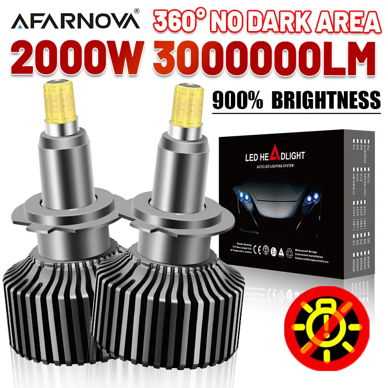 

2PC 360 LED H7 Автомобильные фары Лампа Canbus 3D H4 H8 H9 H11 Противотуманные фары 2000 Вт 9006 Hb4 9005 Hb3 9012 Hir2 Светодиодные автолампы 6000K 12V