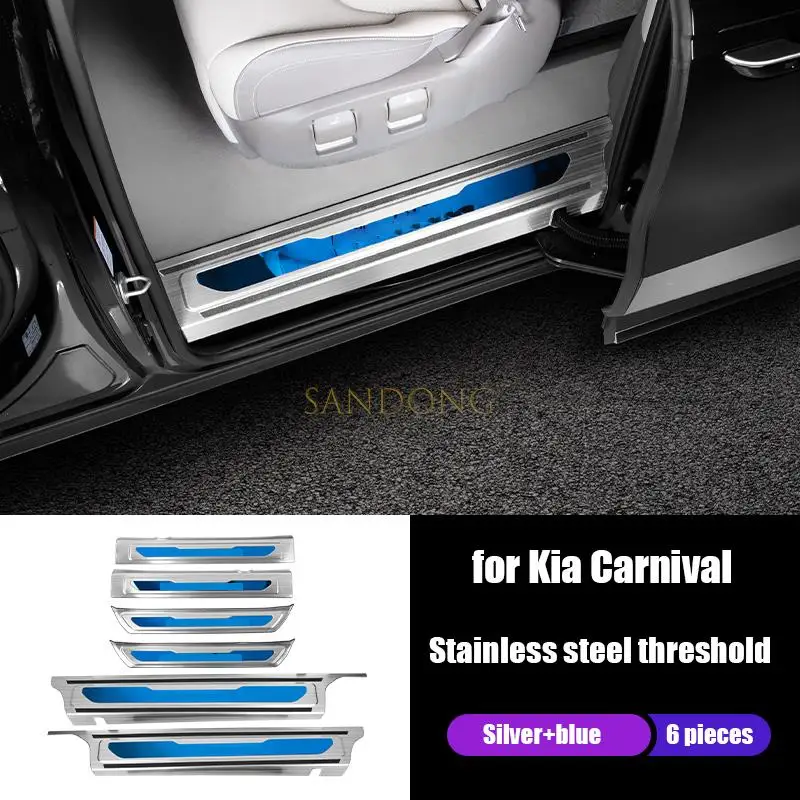 Roestvrijstalen deurdorpel strip anti-slip bescherming decoratie modificatie accessoires voor kia carnaval sedona ka4 2021 2022