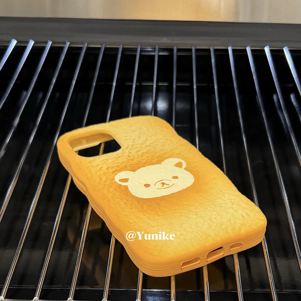 For iPhone 7 8 SE 2020 X XS XR 14 Plus 16 Pro Max 15 14 Pro 13 12 11 3D Bread Rilakkuma Cartoon Soft Silicon Back Phone Case