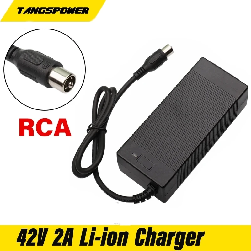 42V 2A RCA 10mm Plug Lotus Connector Output 36V 2A E-bike Powerboard Lithium Battery Charge Scooter High Quality